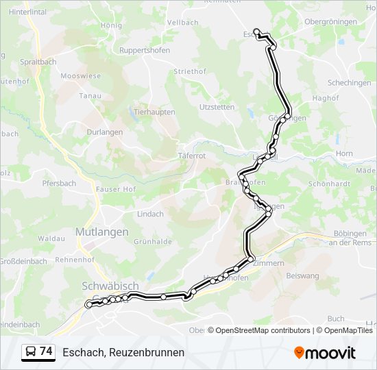 74 Bus Line Map