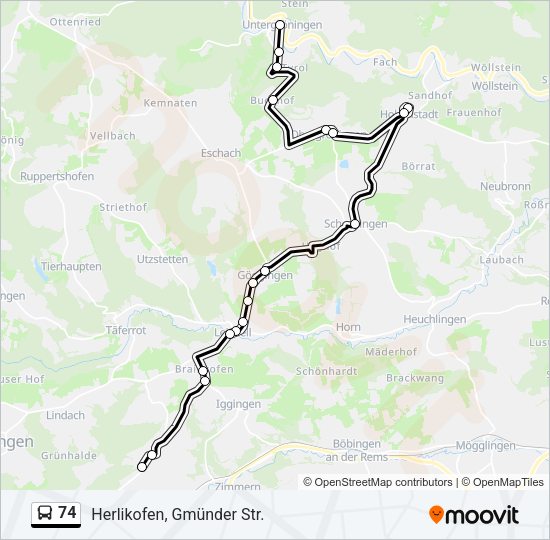 74 Bus Line Map