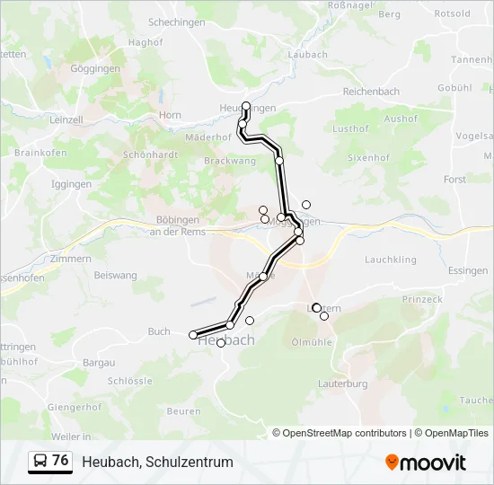 76 Bus Line Map