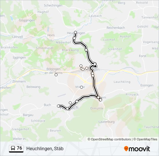 76 Bus Line Map