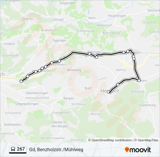 267 Bus Line Map