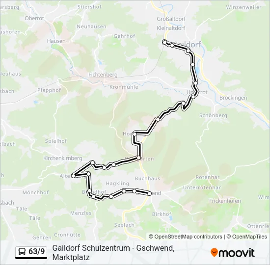 63/9 Bus Line Map