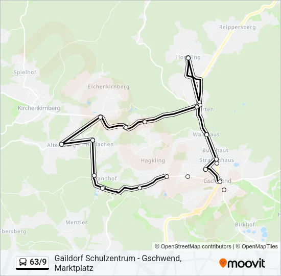 63/9 Bus Line Map