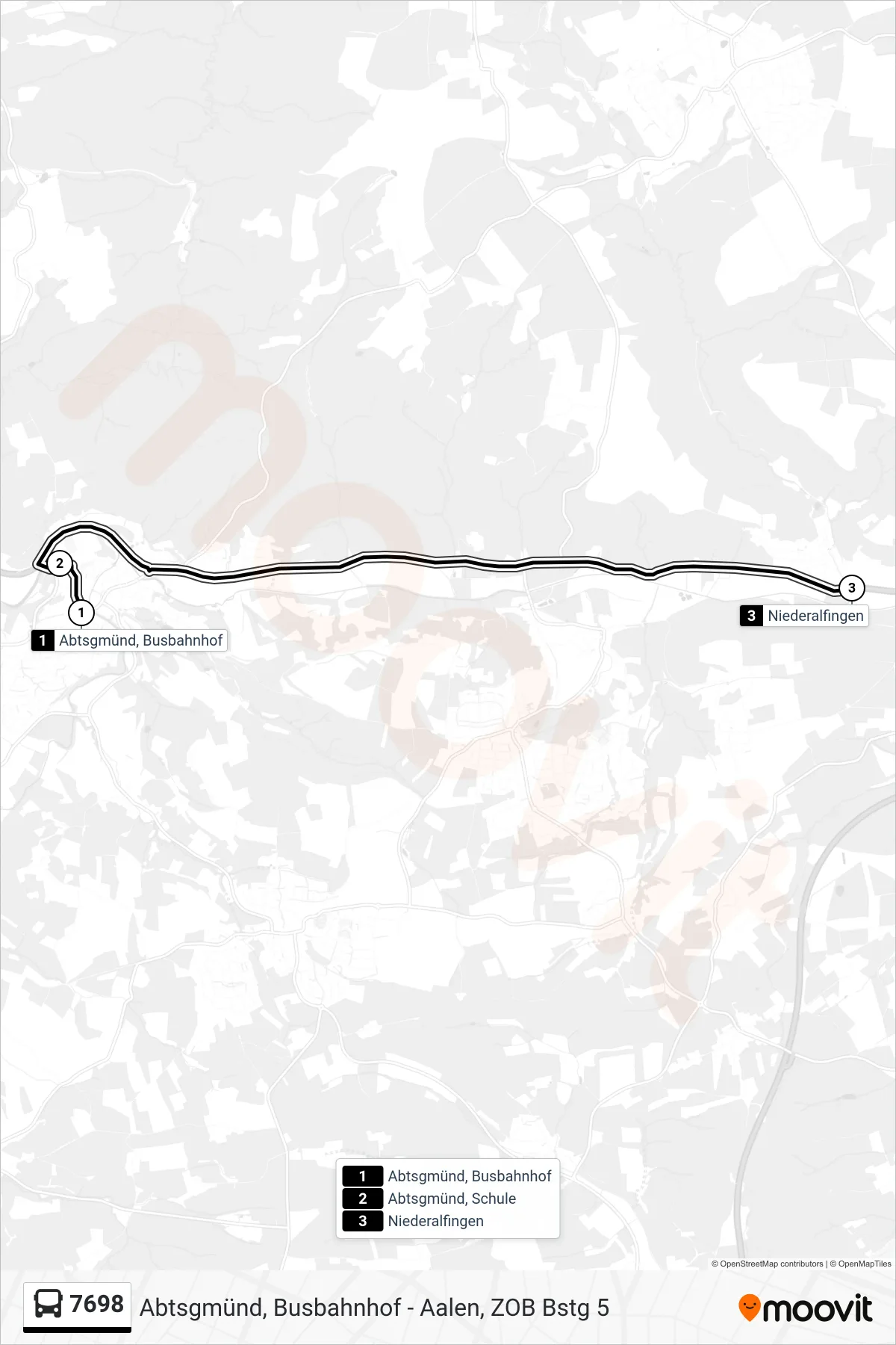 7698 bus Line (Niederalfingen) route and stops on a map