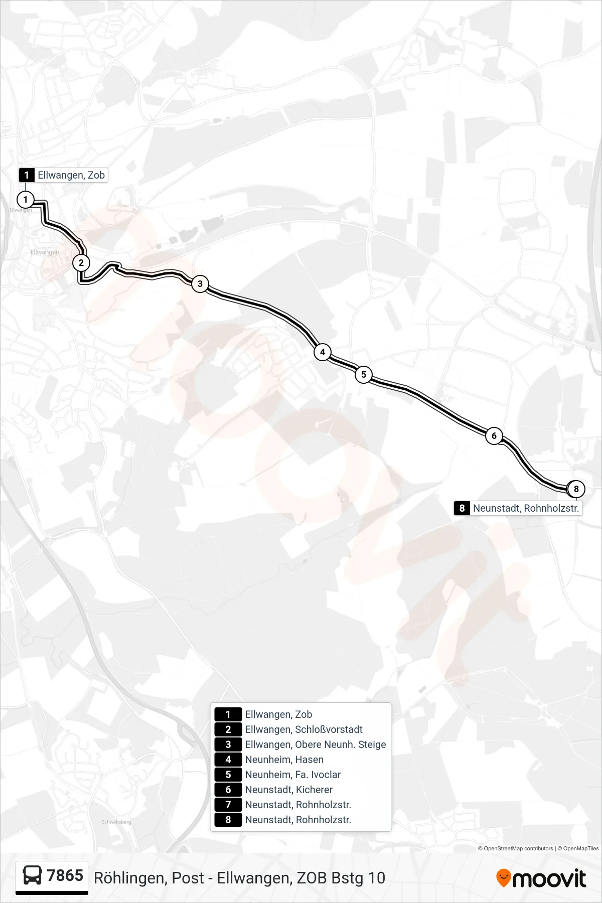 7865 bus Line (Neunstadt, Rohnholzstr.) route and stops on a map