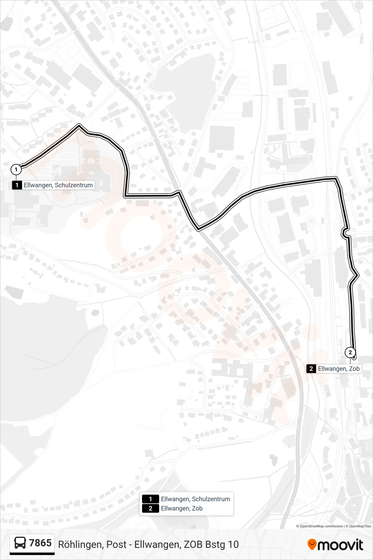 7865 bus Line (Ellwangen, Zob) route and stops on a map