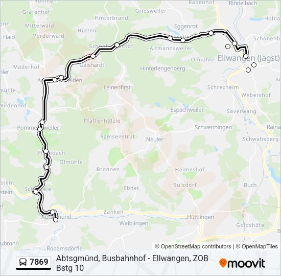 Автобус 7869: карта маршрута