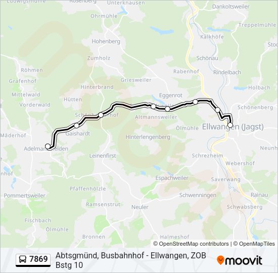 Автобус 7869: карта маршрута