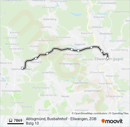 Автобус 7869: карта маршрута