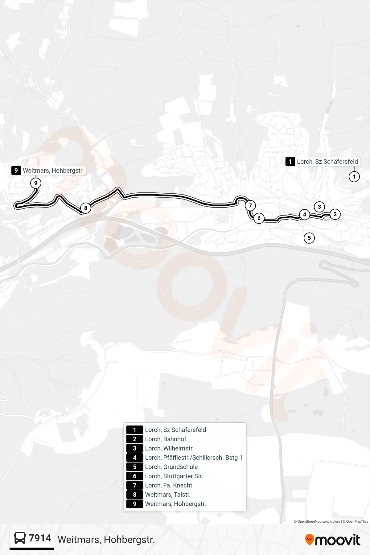 7914 bus Line (Weitmars, Hohbergstr.) route and stops on a map