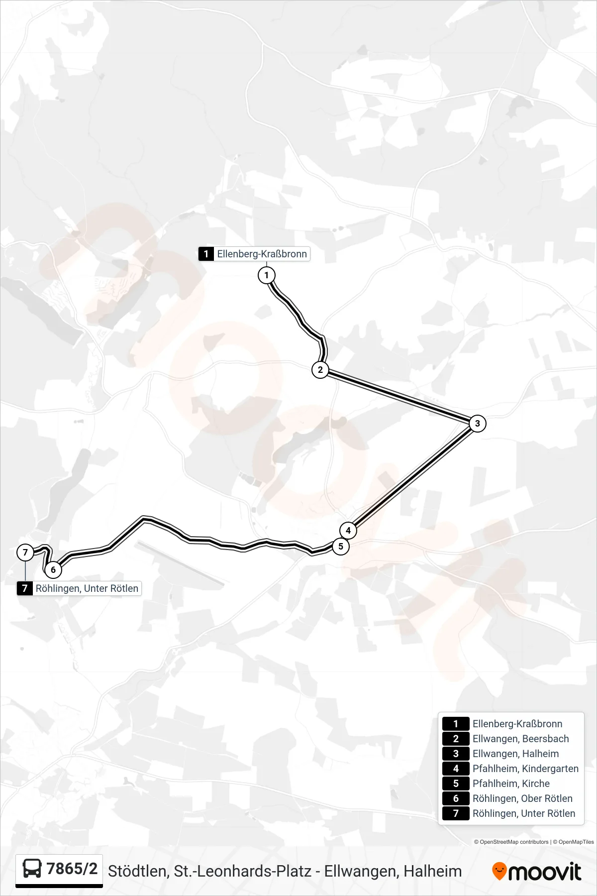 7865/2 bus Line (Röhlingen, Unter Rötlen) route and stops on a map