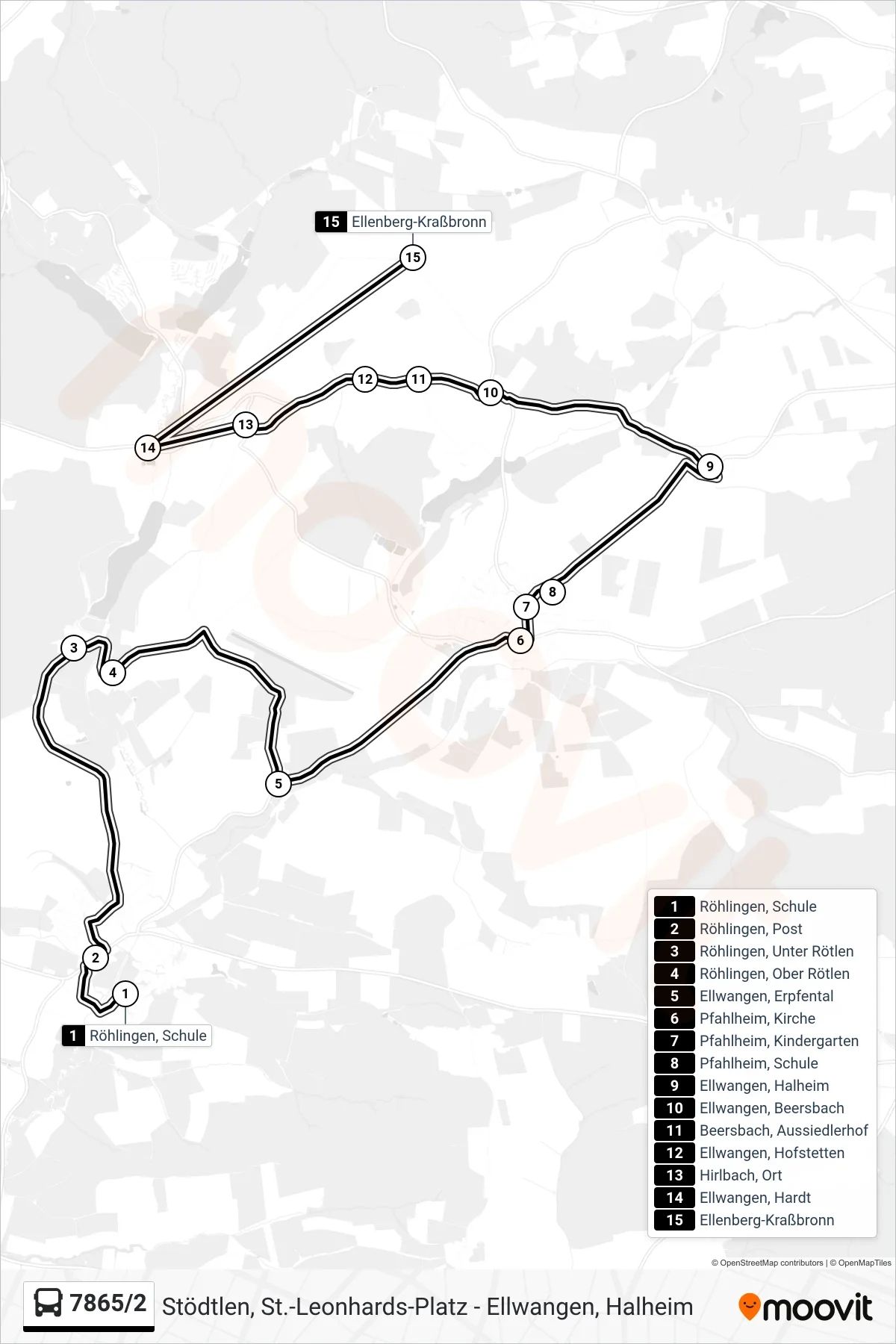 7865/2 bus Line (Ellenberg-Kraßbronn) route and stops on a map