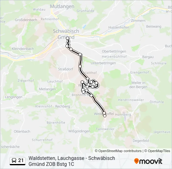 21 Bus Line Map