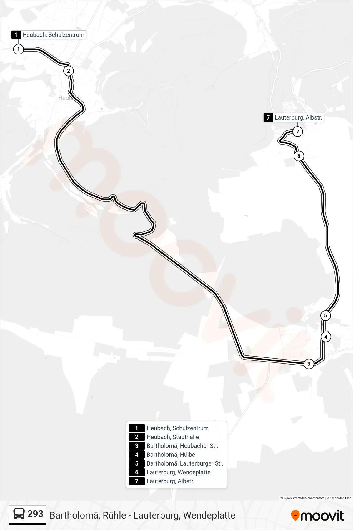 Linie 293 (Bus) Richtung Lauterburg, Albstr.: Route und Haltestellen auf der Karte