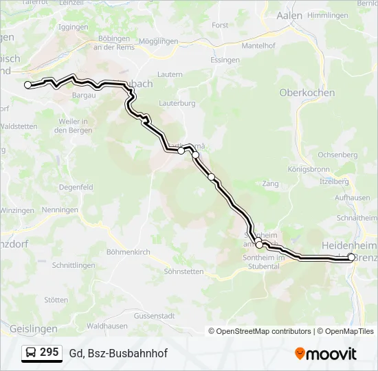 295 Bus Line Map
