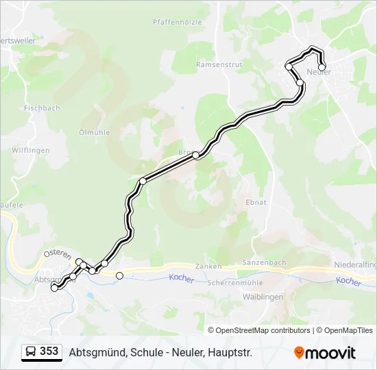 353 Bus Line Map