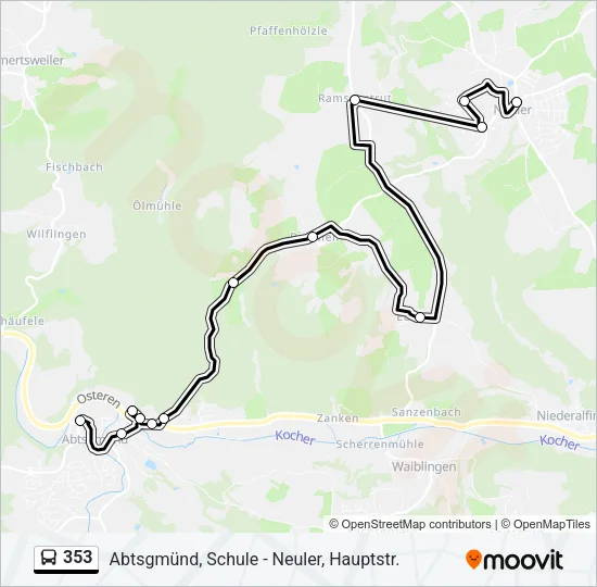353 Bus Line Map