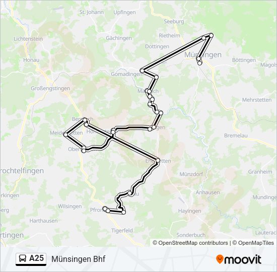 A25 Bus Line Map