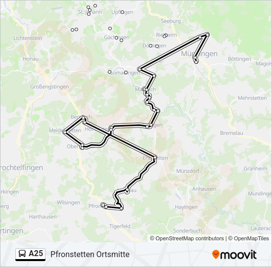 A25 Bus Line Map
