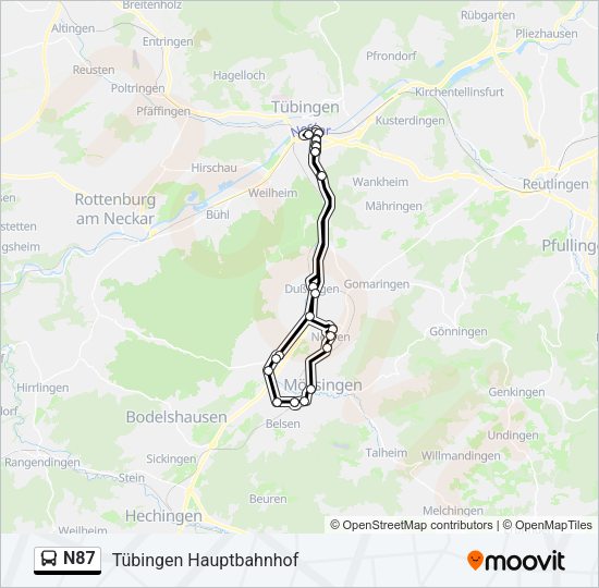 N87 Bus Line Map
