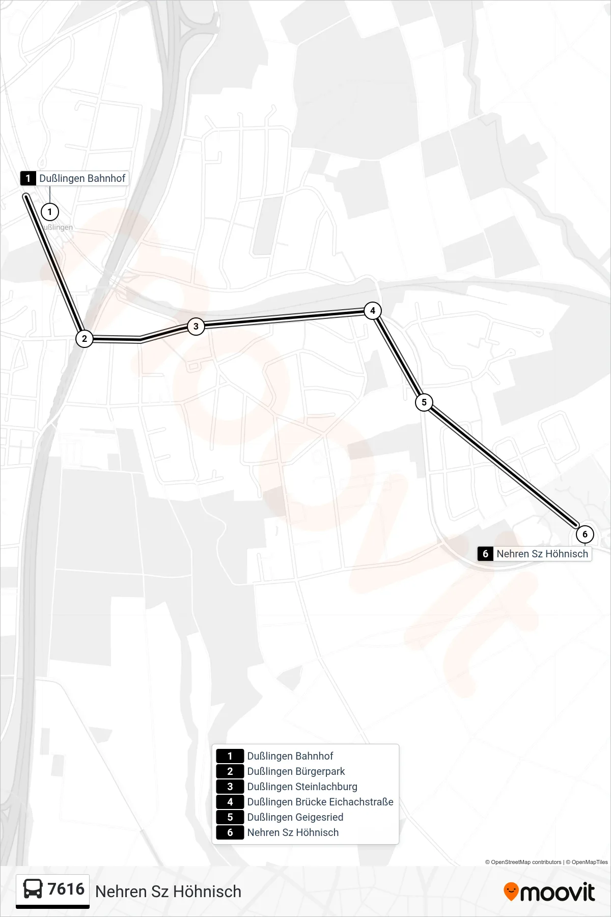 Linie 7616 (Bus) Richtung Nehren Sz Höhnisch: Route und Haltestellen auf der Karte