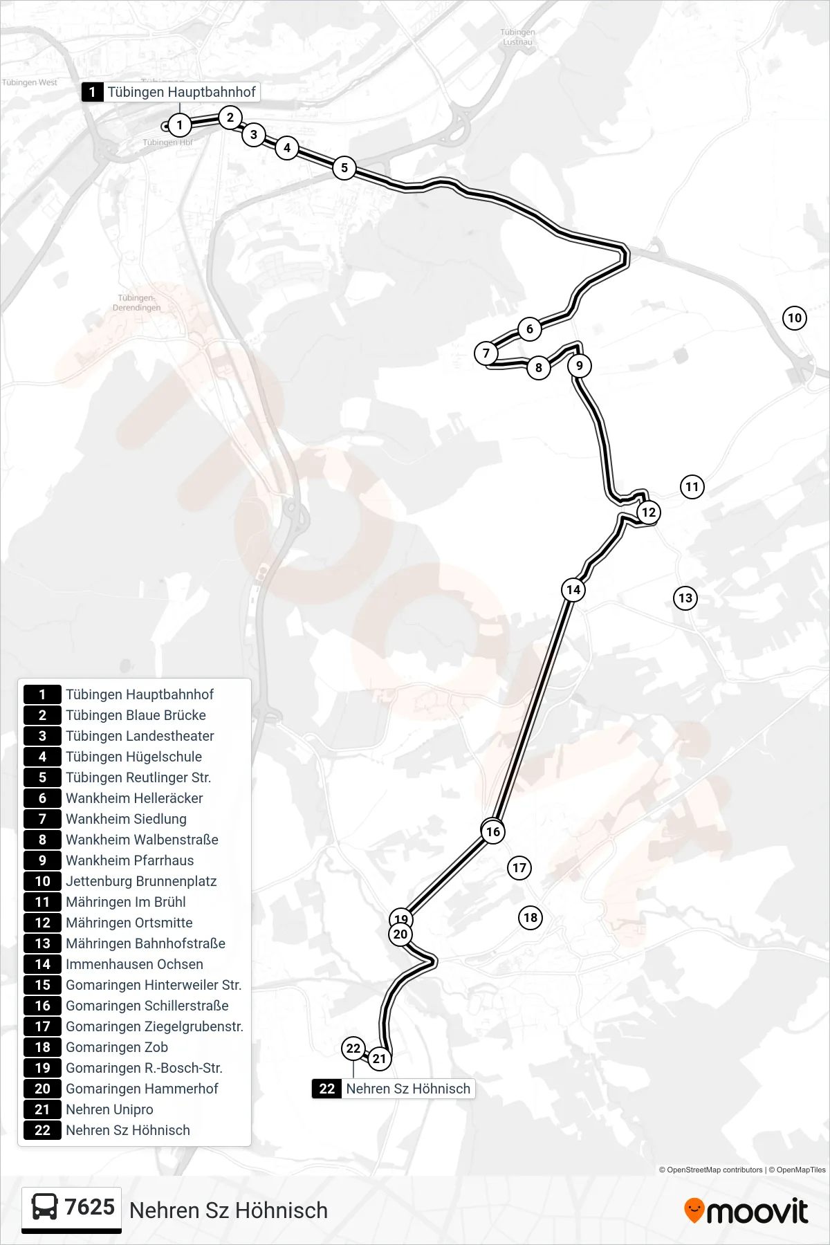 7625 bus Line (Nehren Sz Höhnisch) route and stops on a map