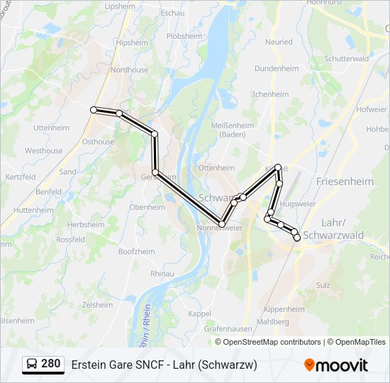 280 Bus Line Map
