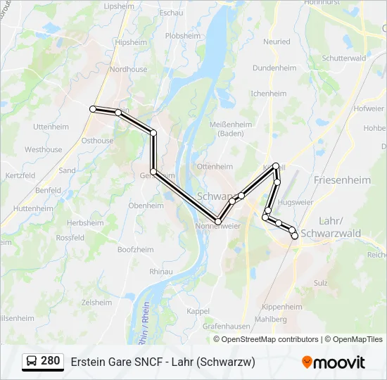 280 Bus Line Map