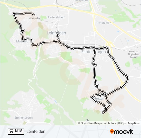 N18 Bus Line Map