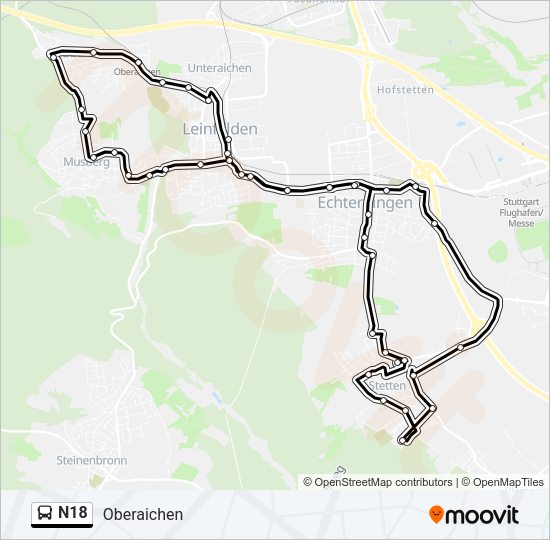 N18 Bus Line Map