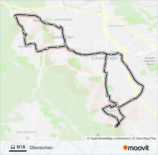 N18 Bus Line Map