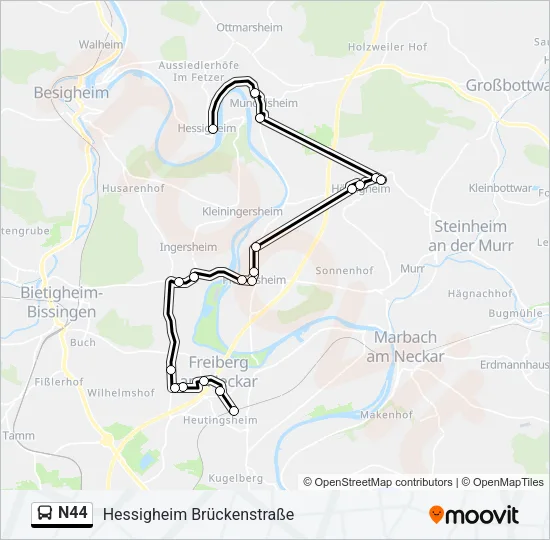 N44 Bus Line Map