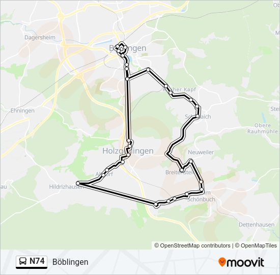 N74 Bus Line Map