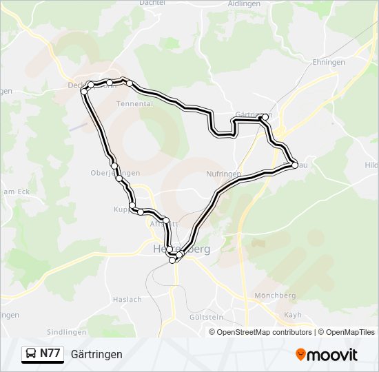 N77 Bus Line Map