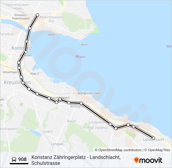 908 Bus Line Map
