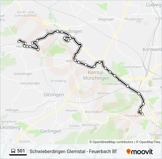 501 Bus Line Map