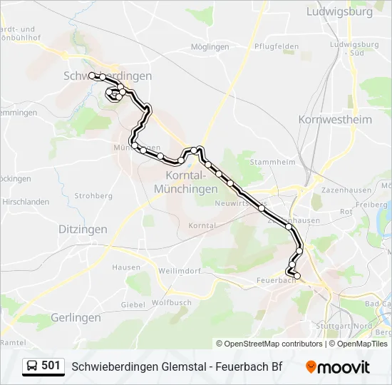 501 Bus Line Map