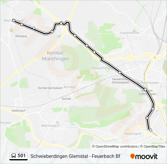 501 Bus Line Map
