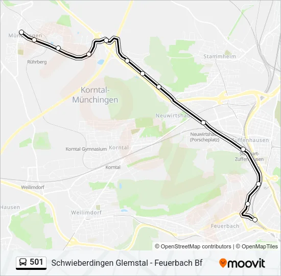 501 Bus Line Map