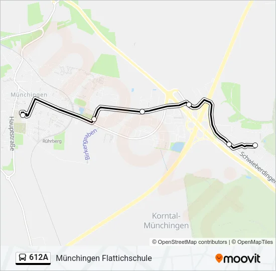 612A Bus Line Map