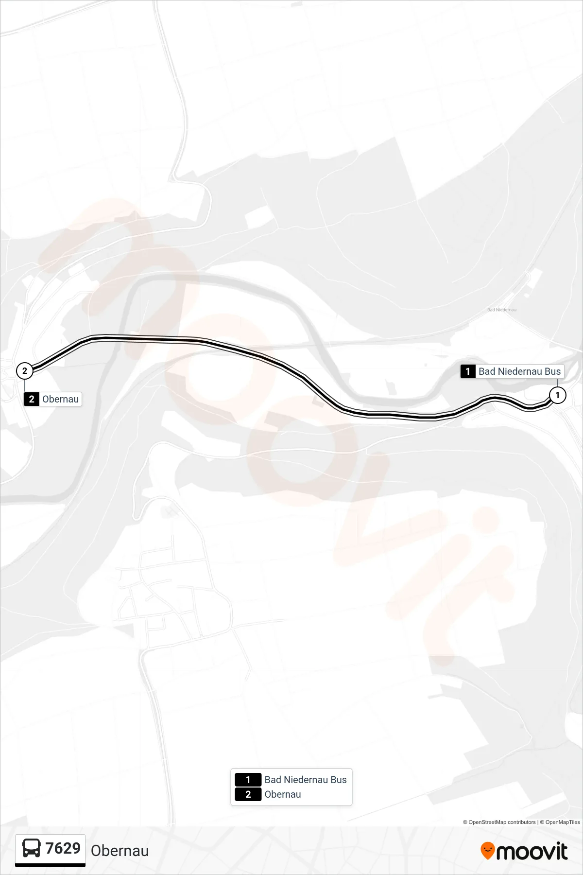 Linie 7629 (Bus) Richtung Obernau: Route und Haltestellen auf der Karte