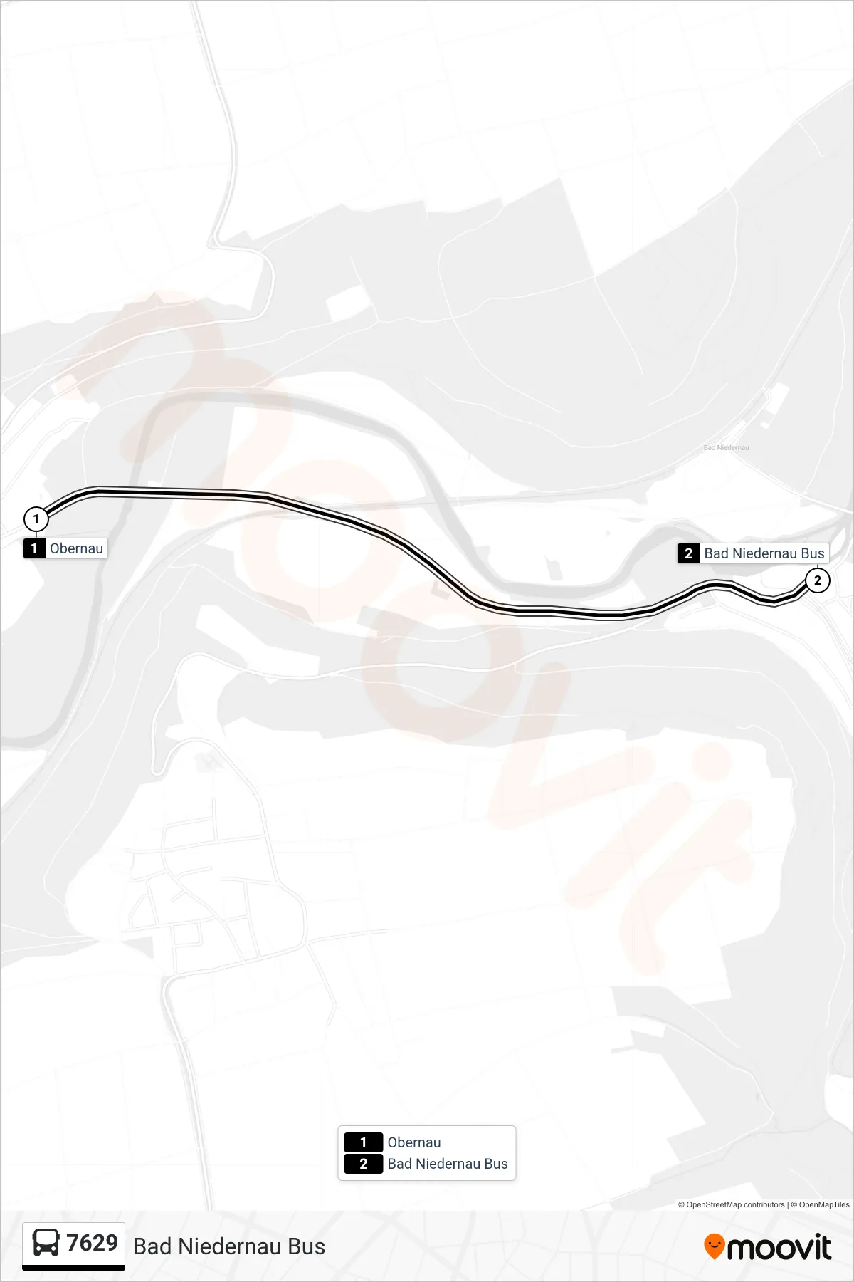 7629 bus Line (Bad Niedernau Bus) route and stops on a map