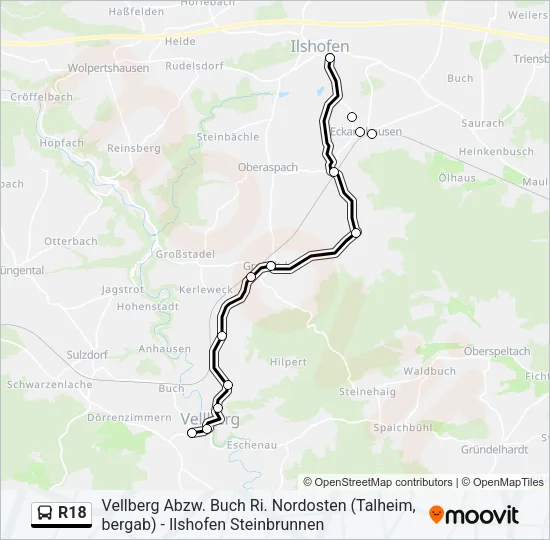 R18 Bus Line Map
