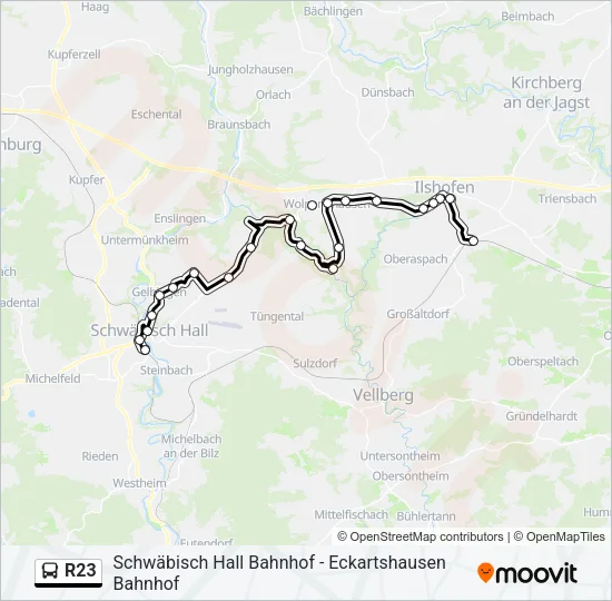 R23 Bus Line Map