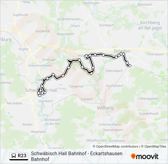 R23 Bus Line Map