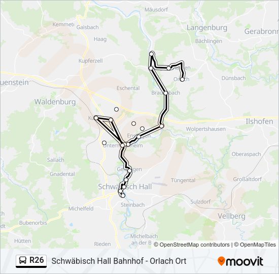 R26 Bus Line Map