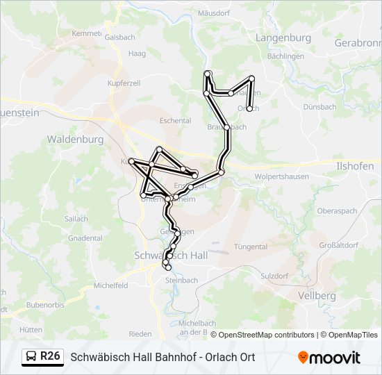R26 Bus Line Map