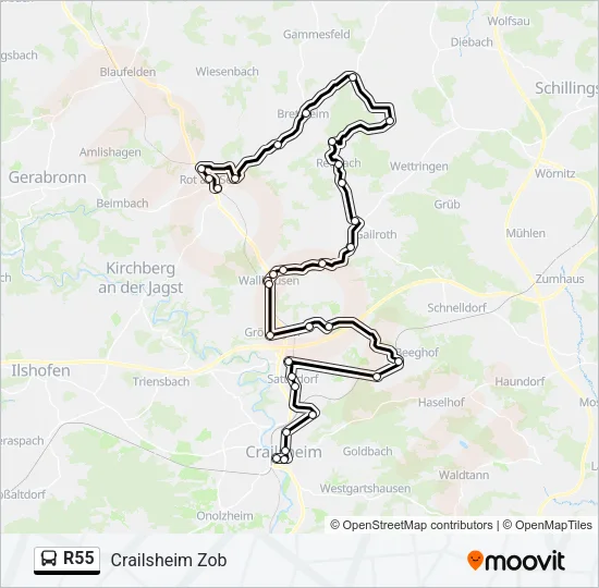 R55 Bus Line Map