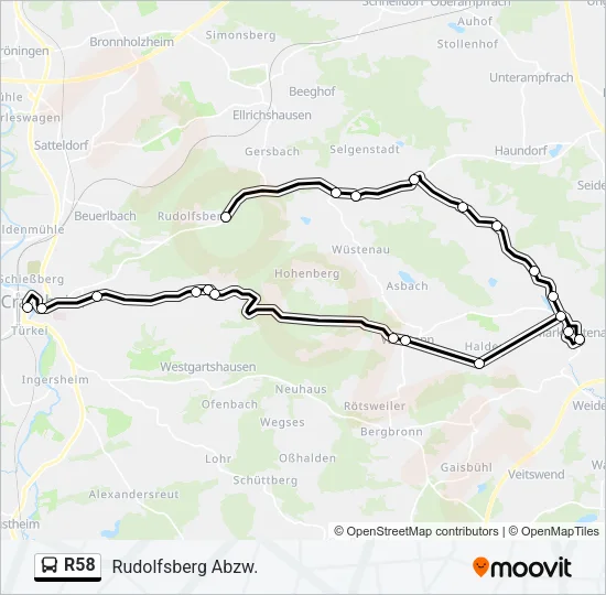 R58 Bus Line Map