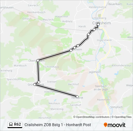 R62 Bus Line Map